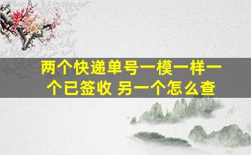 两个快递单号一模一样一个已签收 另一个怎么查